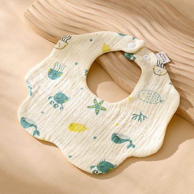 Baby Saliva Towel Newborn Pure Cotton Ultra-Soft Bib Princess Style for Baby 0-3 Months 6-Layer Gauze Petal Bib