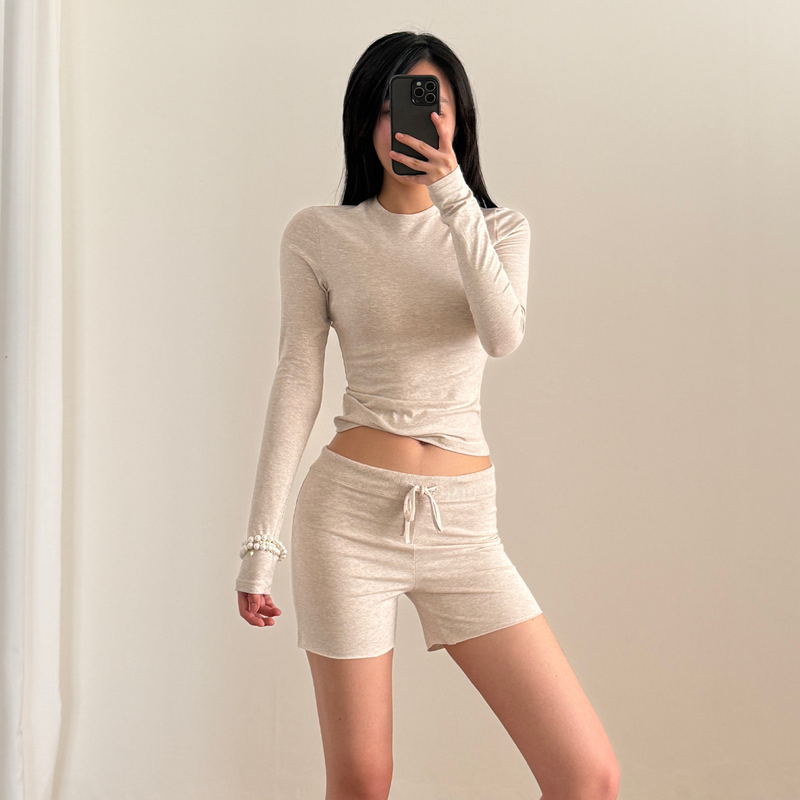 Simple Sporty Style High-Waisted Drawstring Casual Shorts for Women, Slim Fit, Flattering, Height-Enhancing, Versatile Drawstring Tight-Fitting Sports Shorts
