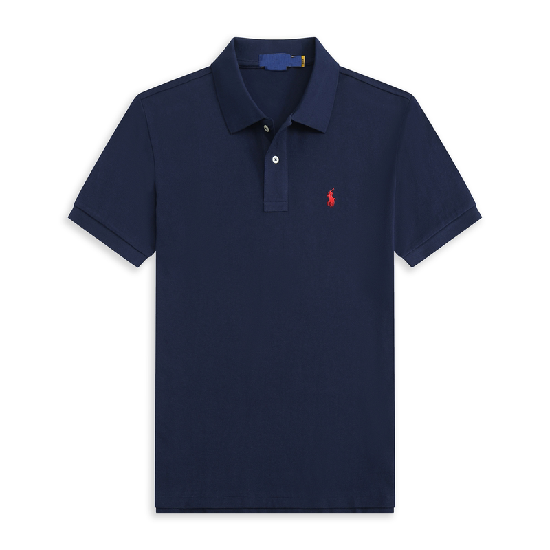 Men's Short-Sleeved Polo Shirt Pure Cotton Casual Business Lapel Loose Navy Blue Breathable Summer Polo Top T-Shirt Men's Short-Sleeved Polo Shirt Pure Cotton Casual Business Lapel Loose Navy Blue Breathable Summer Polo Top T-Shirt