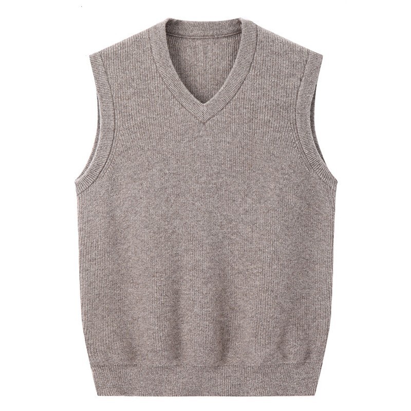 Ordos City 100% Cashmere Vest for Middle-Aged Men, Autumn and Winter, V-Neck Thick Sweater Vest, Knitted Sweater Set