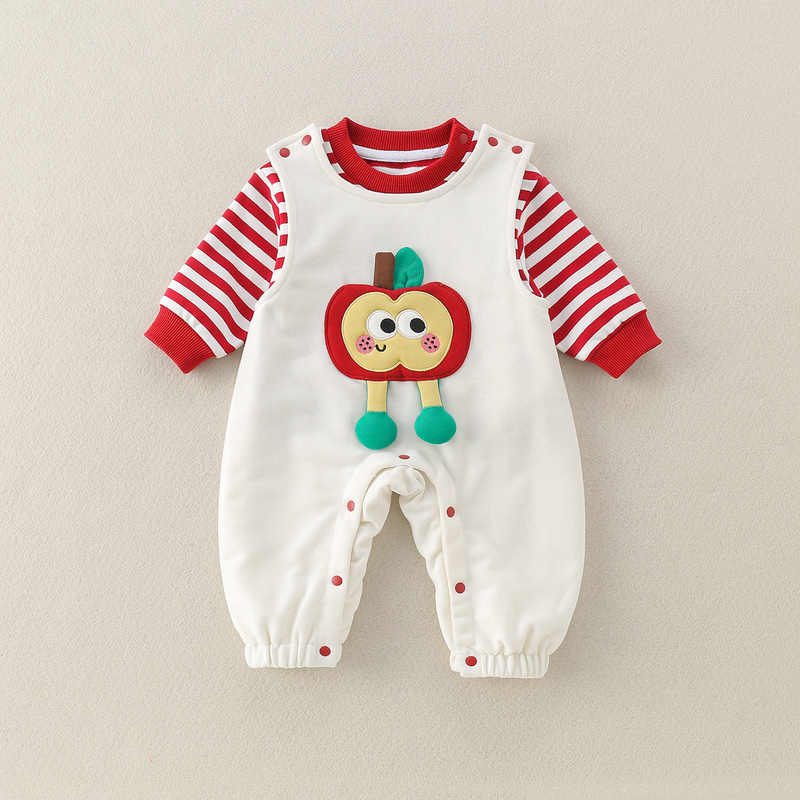 Early Spring Clothing for Young Babies, Infant Striped T-Shirt and Overalls Two-Piece Set, Spring Pure Cotton Romper 9
