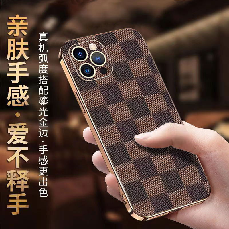 Suitable for Apple 15 Phone Case, New iPhone 15 Pro Max Protective Cover, Business Plaid Pattern, Apple 14 Pro Phone Case, Full Lens Coverage, Apple 13 Case, Anti-Drop, Luxurious, for Men and Women