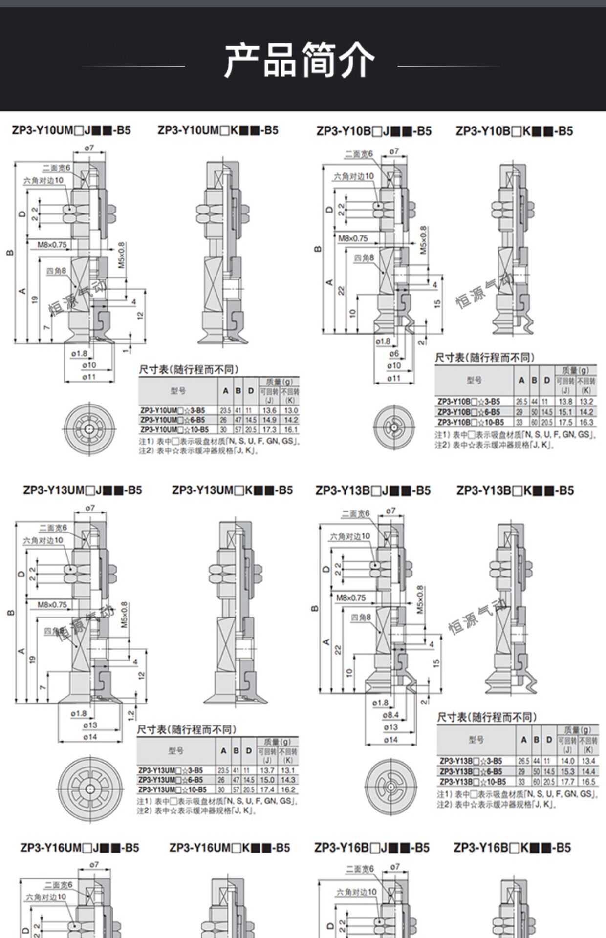 Вакуумные Чак 替代真空吸盘zp3-y10bnj6-b5 y13umsk6-b5 y16bgs umgs bgs bs Hengyuan