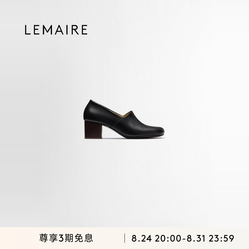 [Official Authentic Product] Lemaire Women's Black Cow Leather 5.5cm Anatomic High Heels