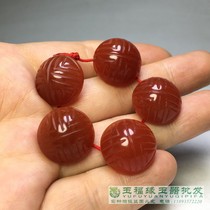 Ming and Qing old items old agate hat red agate Group birthday button old Jade old Jade old Collection