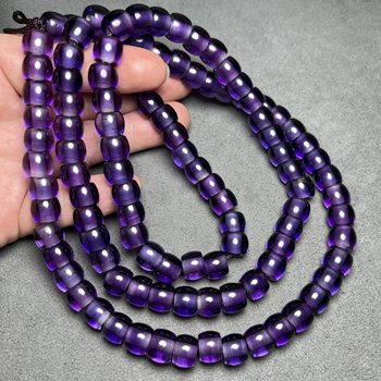 Antique jade optimized amethyst straight cut chopped beads xima beads 108 buddha beads necklace bracelet cultural toy beads