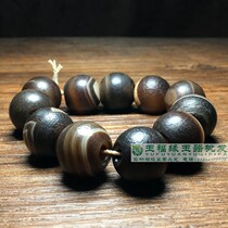 古玩仿古老玛瑙圆珠佛珠diy配饰风化纹玛瑙喇叭孔缠丝老玛瑙圆珠