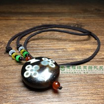 Old Dzi beads black and white multi-jewel inlaid Dzi beads agate plate beads UFO bead pendant Bodhi Buddha bead bracelet cloud pendant