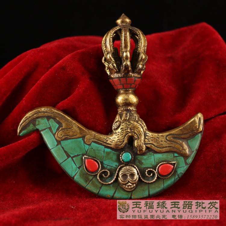 The Tibetan monastery receives the old pure bronze pure hand to build the inlaid jewel Doje Kumgang Tomahawk Villa Villa