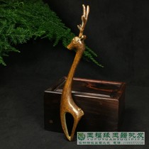 Antique bronze collection Wenwen tea pet coffee table ornaments exquisite handmade red copper and red copper sika deer teapot handle