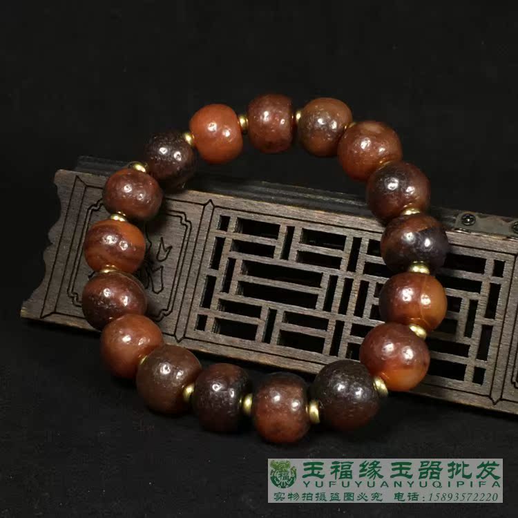 Old Old West Zhou Agate Bucket Bead String Old Sima Bucket Bead Bracelet Weathered Old Bead Buddha Bead