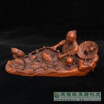 Ming and Qing boxwood Harvest Harvest ornaments carved old wood carving boxwood carving fisherman ornaments antique collection