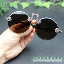 Antique miscellaneous antique glasses Republic of China round mirror sunglasses Old Shanghai sunglasses Tea crystal glasses Stone mirror batch