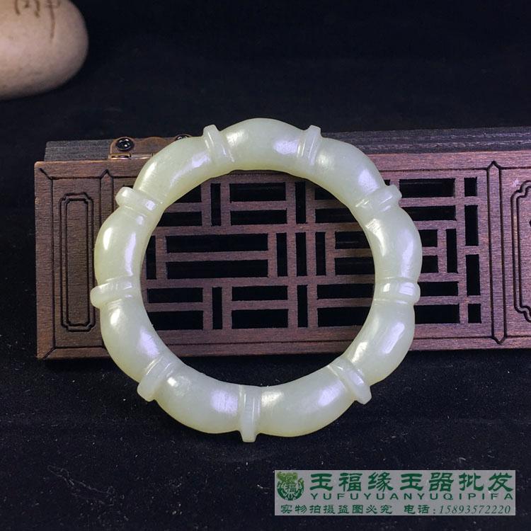 Fidelity Xinjiang Hetian jade white jade fine carving antique pattern ornament bamboo ring robe ring high ancient jade old jade