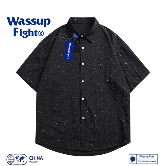 Summer casual suit men's trendy brand Gypsophila short-sleeved shorts shirt with college student loose large size two-piece set