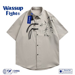 New Chinese Style Shirt for Men, Summer New Design with Bamboo Leaf Embroidery, Simple and Versatile, Unisex Loose Short-Sleeved Top