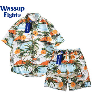 Hawaiian Style Floral Shirt Set for Men, Summer Casual Loose Fit, Cool Island Clothing, Couple's Thai Travel Outfit Shirt