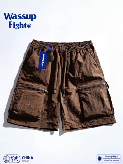 Summer thin ice silk work shorts men's beach five-point pants casual pants large pocket work pants outside pants
