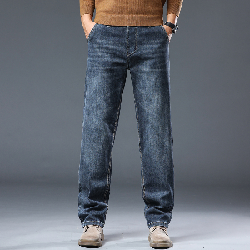 Lee Bradbury High-End Business Casual Washed Jeans for Men, Loose Straight-Leg, Stretchy and Comfortable Youth Trousers