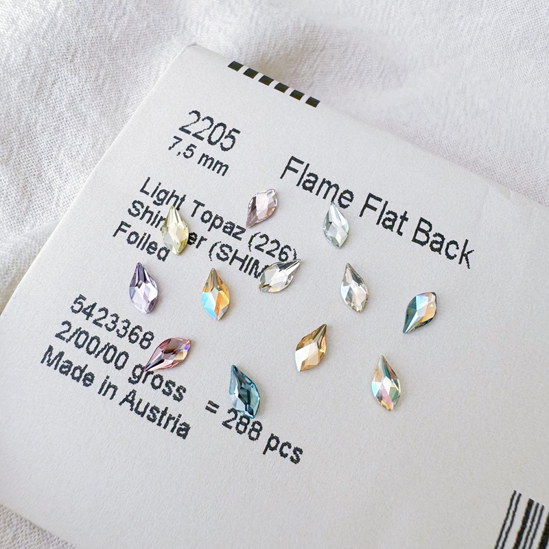 Authentic Swarovski Nail Art Flat-Back Rhinestones Austrian Crystal 2205 Irregular Petal Gourd-Shaped Rhinestone Decorations Nail Art Rhinestones