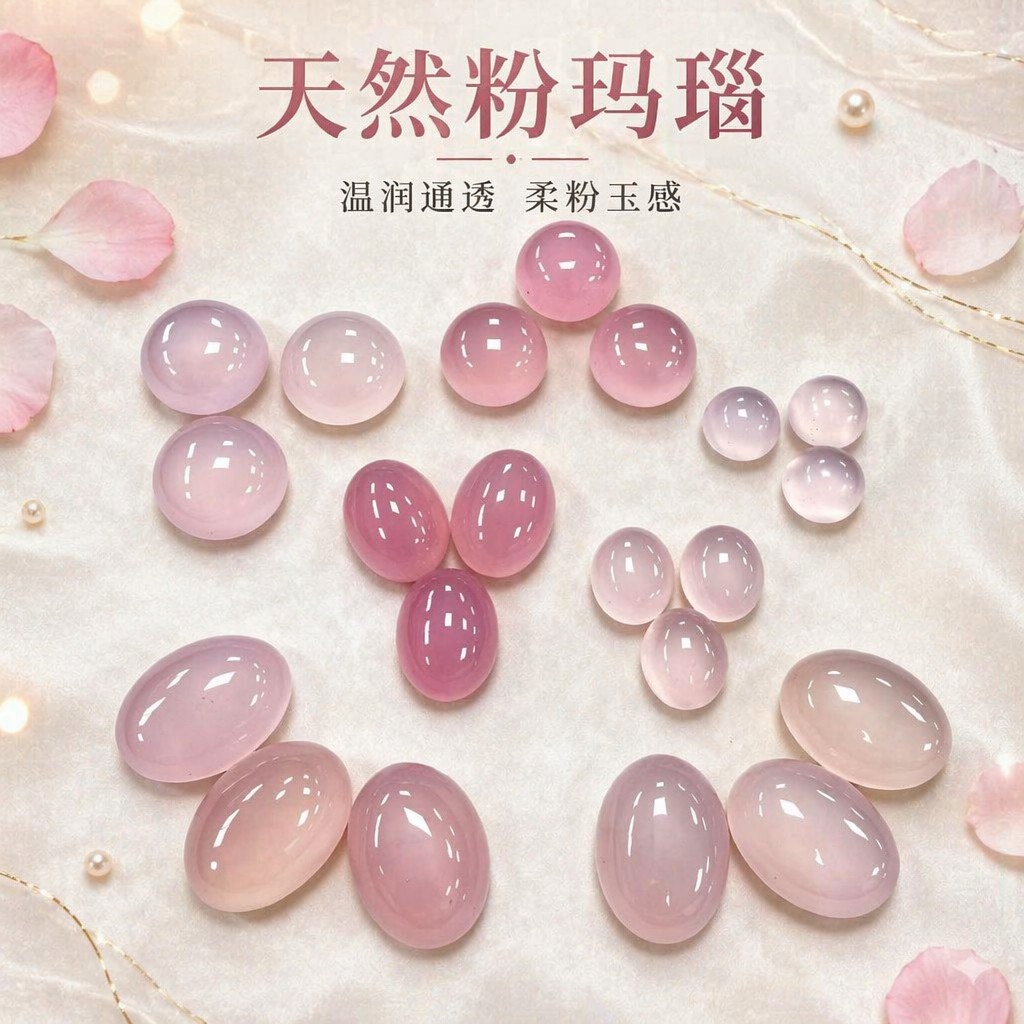 Natural Pink Chopinous Stone Ring Face Oval DIY Wrap Inlay Pink Agate Egg Ring Pendant Pendant Bracelet Earrings