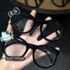 High-Fashion Black Large-Frame Plain Glasses Subculture Cute Sequin Kt Cat Black Frame Versatile Face-Slimming ins Style