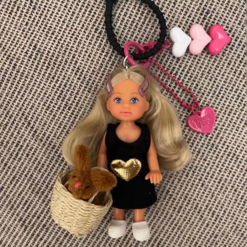 Tennis Barbie Girl Bag Pendant Keychain Cartoon Doll DIY Gift for Girls Creative