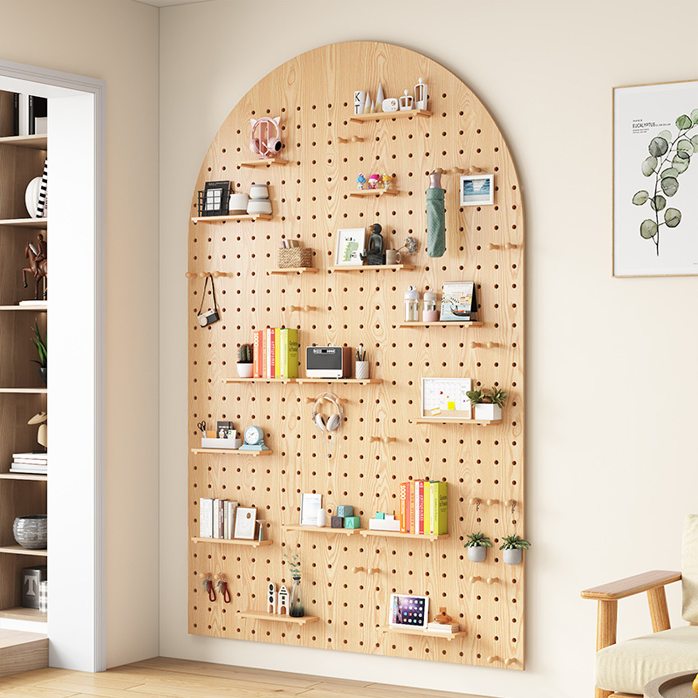Solid wood hole board custom wall rack decorative partition rack storage shelf wooden bookshelf wall partition