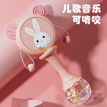 Newborn baby baby bites tooth grinders 0 young children gripping training toys can gnaw the rattle drum early to teach the rattle