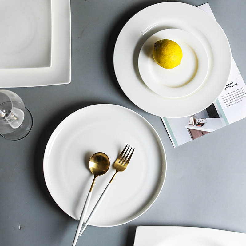 Element treasure creative Japanese plate dinner plate ceramic household pure white ipads porcelain