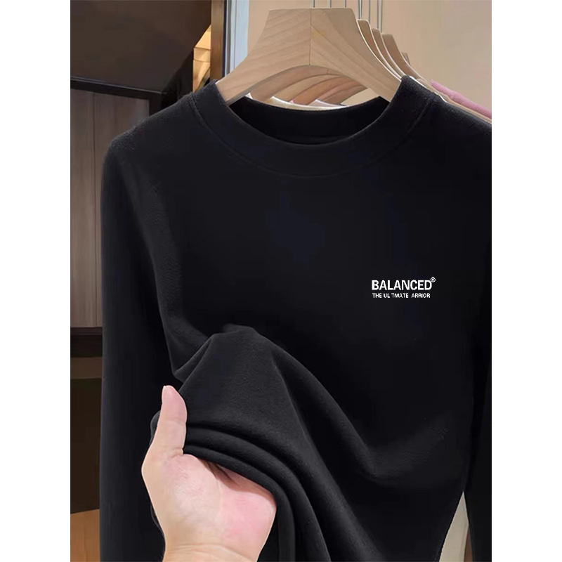 Men's Thermal Underwear with Fleece Lining, Thickened for Winter, Black Base Layer, Double-Sided Fleece Top for Autumn and Winter