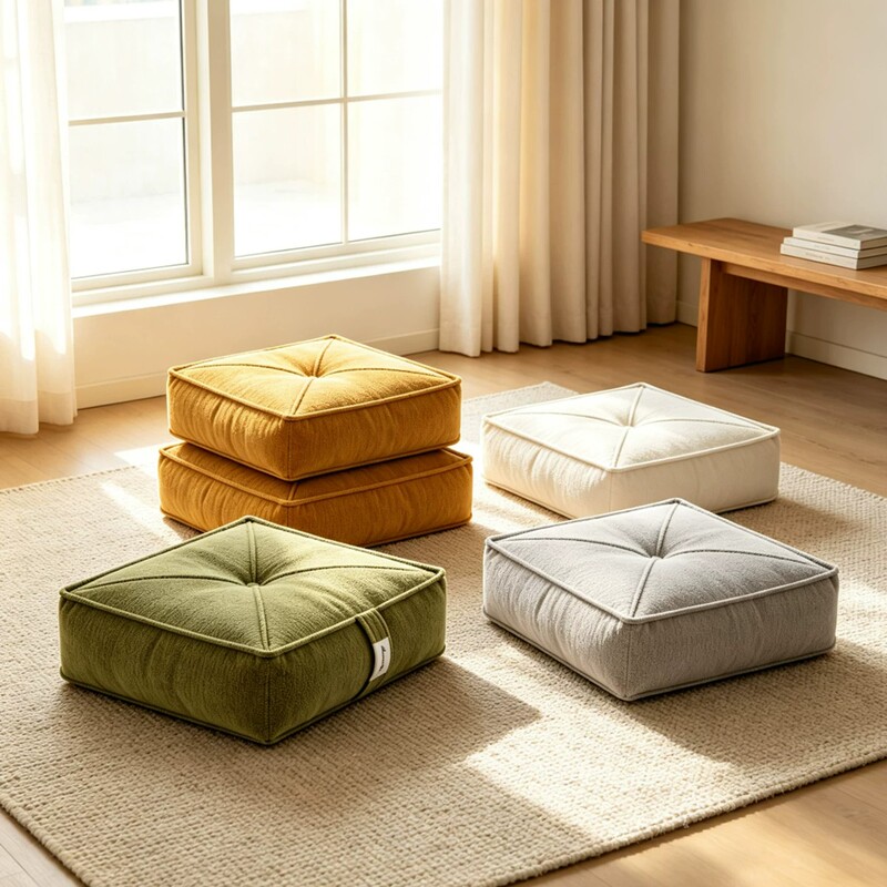 Fabric Futon Cushion for Floor Meditation, Simple Cream-Style Tatami Mat, Bay Window, Living Room, Bedroom, Thickened Low Stool Fabric Futon Cushion for Floor Meditation, Simple Cream-Style Tatami Mat, Bay Window, Living Room, Bedroom, Thickened Low Stool
