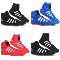 New professional wrestling shoes squat boxing shoes mens and womens training shoes breathable Velcro durable childrens fighting shoes