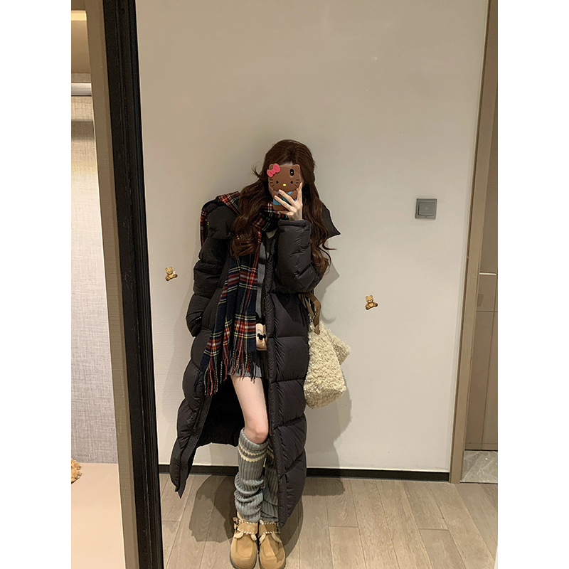 Detachable Hooded 90 White Duck down Jacket for Women, 2025 Mid-Length High-End Stylish Black Puffer Coat