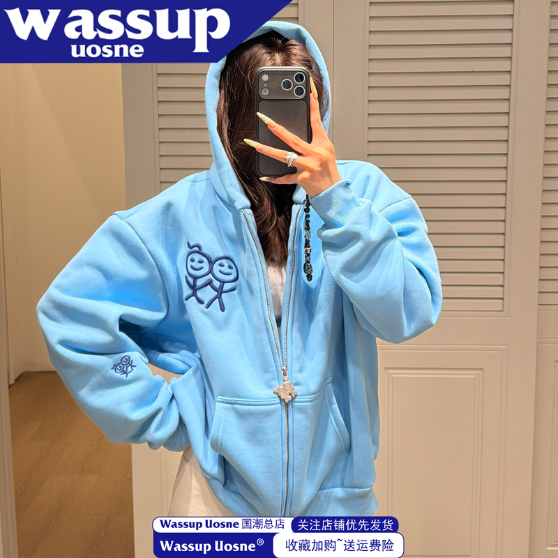 American Retro Matchstick Man Embroidered Zipper Hooded Jacket for Men and Women Spring & Fall 2026 New Loose Casual Sweatshirt American Retro Matchstick Man Embroidered Zipper Hooded Jacket for Men and Women Spring & Fall 2026 New Loose Casual Sweatshirt
