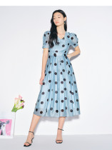 Poetry home 2022 Summers new wave dot blue dress for 36 yards