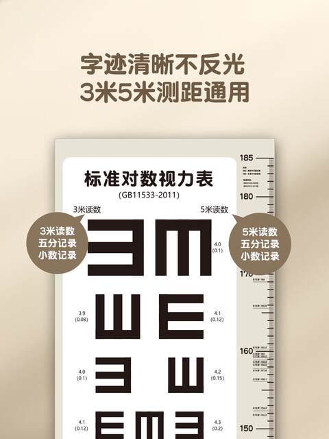 Vision chart and height sticker 2-in-1 international standard household standard vision test chart children's height measurement wall sticker