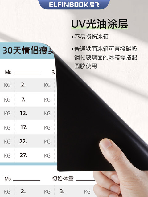 Yifei Couple Refrigerator Magnet Weight Loss Plan Table Food Calorie Table Self-Discipline Table Check-in Artifact Plan Weight Loss Record