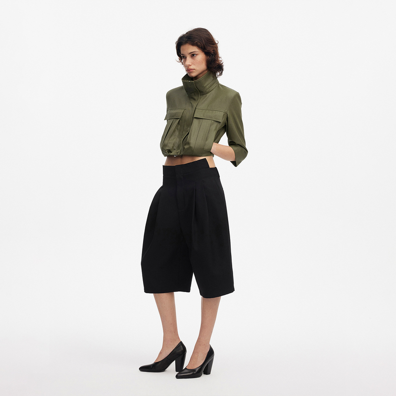 Sample Study Symp Oil Wax Coating Stand Collar Workwear Patch Pocket Three-Quarter Sleeve Short Jacket Sample Study Symp Oil Wax Coating Stand Collar Workwear Patch Pocket Three-Quarter Sleeve Short Jacket