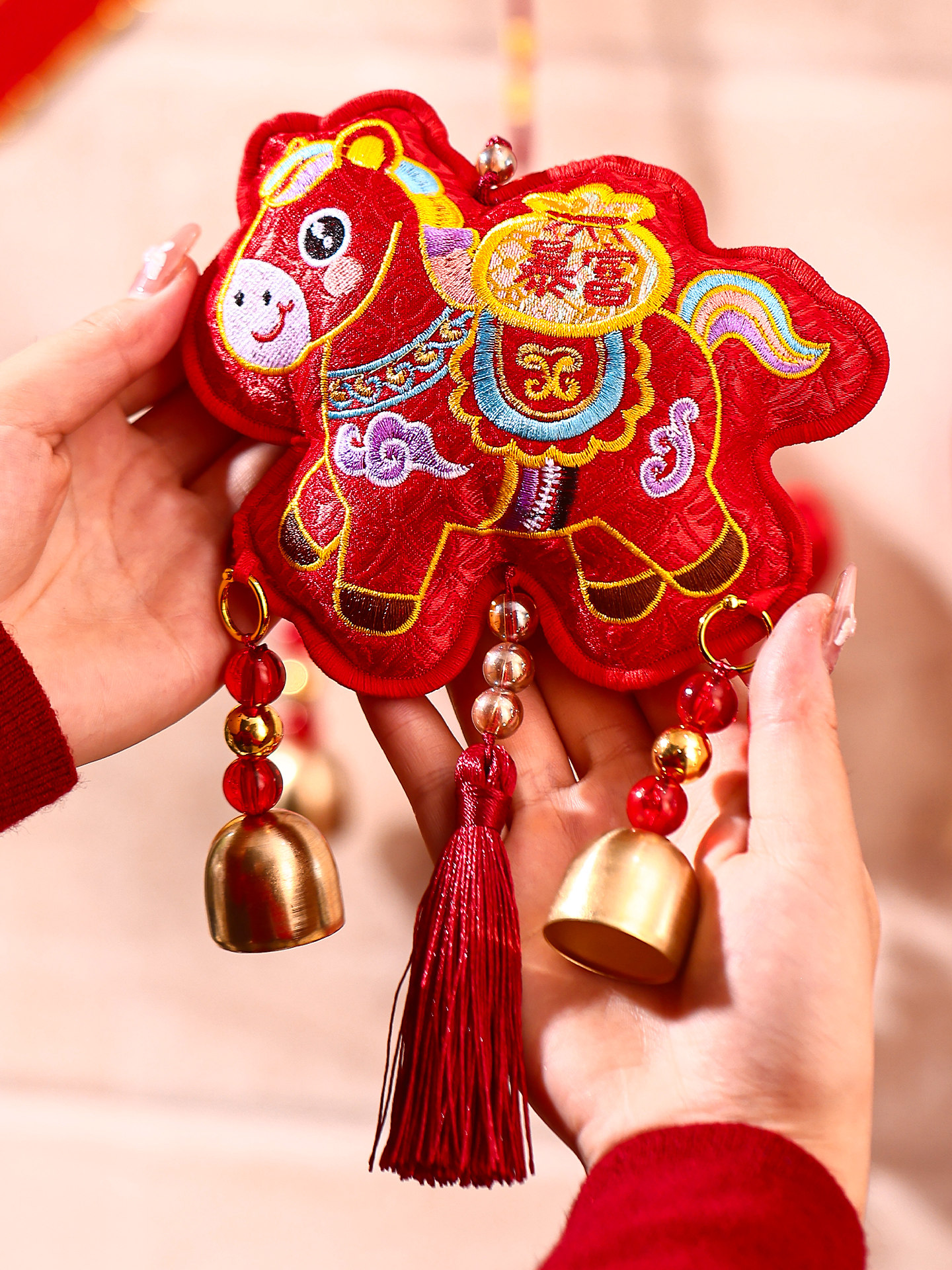 2026 New Year Decorations, Year of the Horse Lion Dance, Spring Festival Festive Wind Chimes, Small Hanging Ornaments for Atmosphere Decoration