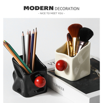 MODERN Desktop Office Ceramic Stationery Pen Holder Makeup Brush Comb Eyebrow Pen Holder Creative Remote Control Storage Box
