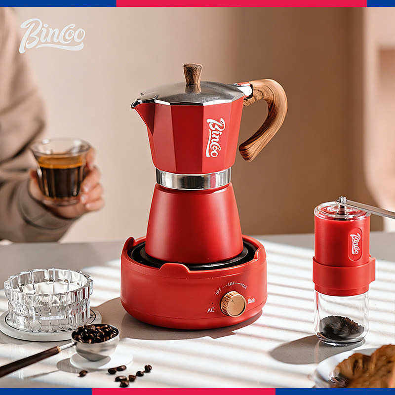 Bincoo Moka Pot Coffee Maker Set with Electric Stove, Hand Grinder, and Complete Coffee Equipment Set