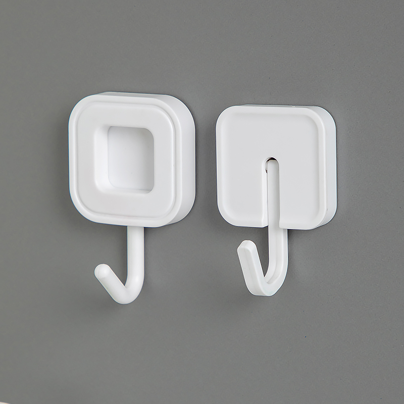 Japanese-Style White Adhesive Hooks, Self-Adhesive, Strong Wall Stickers, Traceless Hooks, Plastic, No Drilling Required, for Dormitory Use