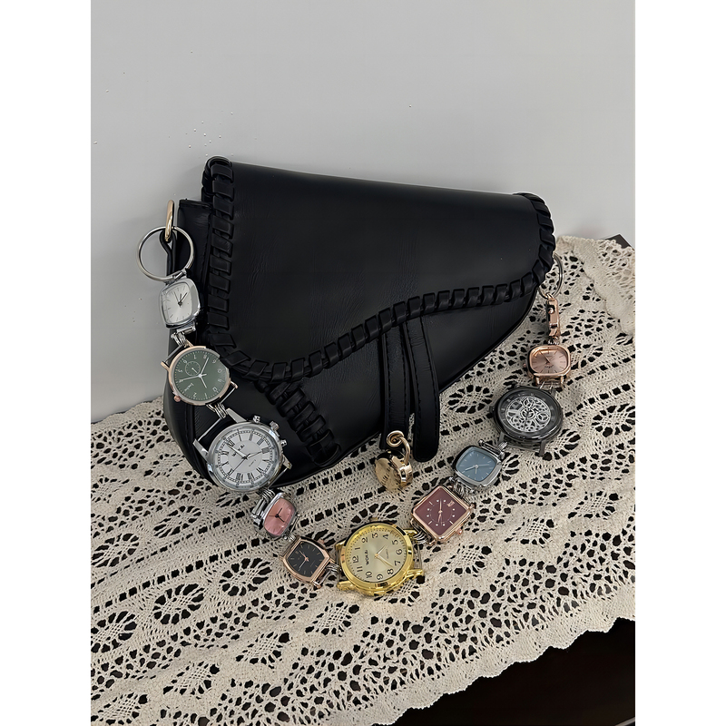 【C115】Vintage Watch Dial Shoulder Strap Heavy-Duty Saddle Bag Ins-Style Crossbody Single-Shoulder Watch Dial Gym Bag