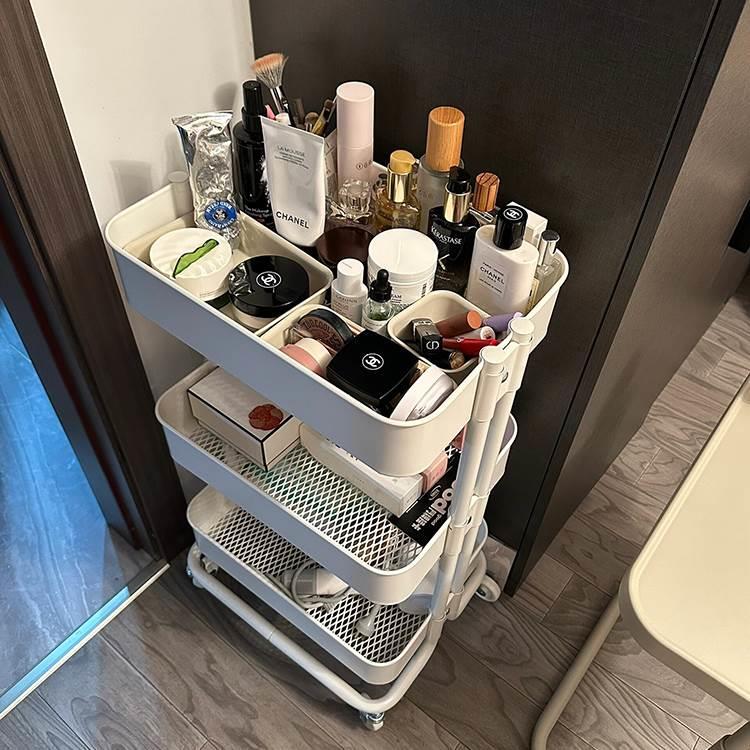 Cosmetic Storage Trolley Rack Carbon Steel Miscellaneous Organizer Dormitory Home Kitchen Bathroom Snacks Multifunctional Cosmetic Storage Trolley Rack Carbon Steel Miscellaneous Organizer Dormitory Home Kitchen Bathroom Snacks Multifunctional