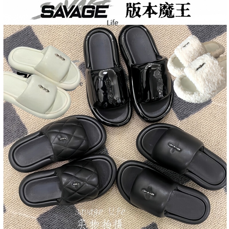 Large Collection of Cross-Patterned Slippers: Classic Leather Slippers, Furry Slippers for Outdoor Wear, Slip-On Slippers, Height-Increasing, Versatile, Slimming for Women