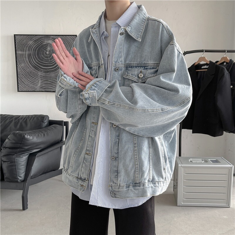 Men's Denim Jacket Spring and Autumn 2026 New Loose Casual Workwear Jacket High-End Denim Top Trendy Brand