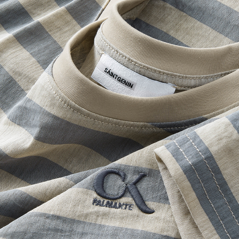 High-End Imitation Cotton Linen Striped Breathable Short-Sleeved T-Shirt for Men 2026 Summer Youth Casual Slim-Fit Quick-Drying Top