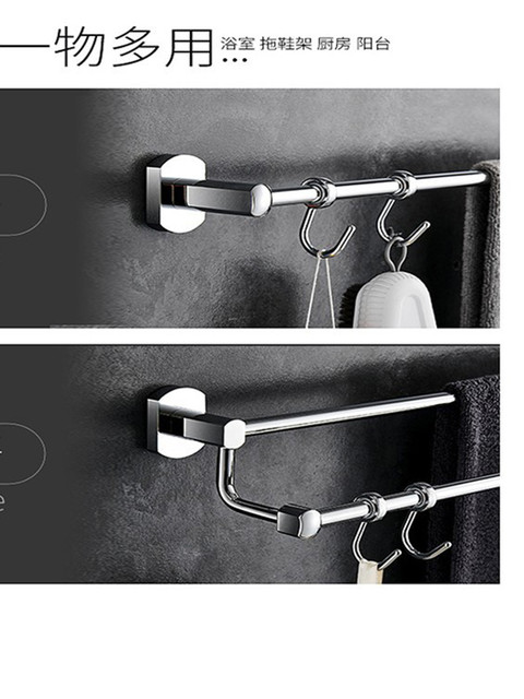 Italian Aisino All-Copper Bathroom Towel Rack Double Rod No-Drill Towel Rack Bathroom Storage Rack Wall-Mounted