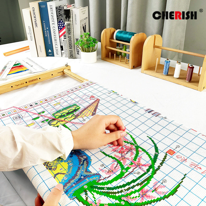 Cherish the new large-scale cross-stitch embroidery frame household tools bamboo embroidery shed frame embroidery manual self-embroidery 1 meter